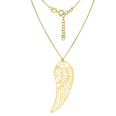 Silver celebrity necklace with gold-plated angel wing